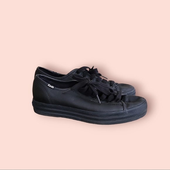 black leather platform keds - Picture 1 of 3